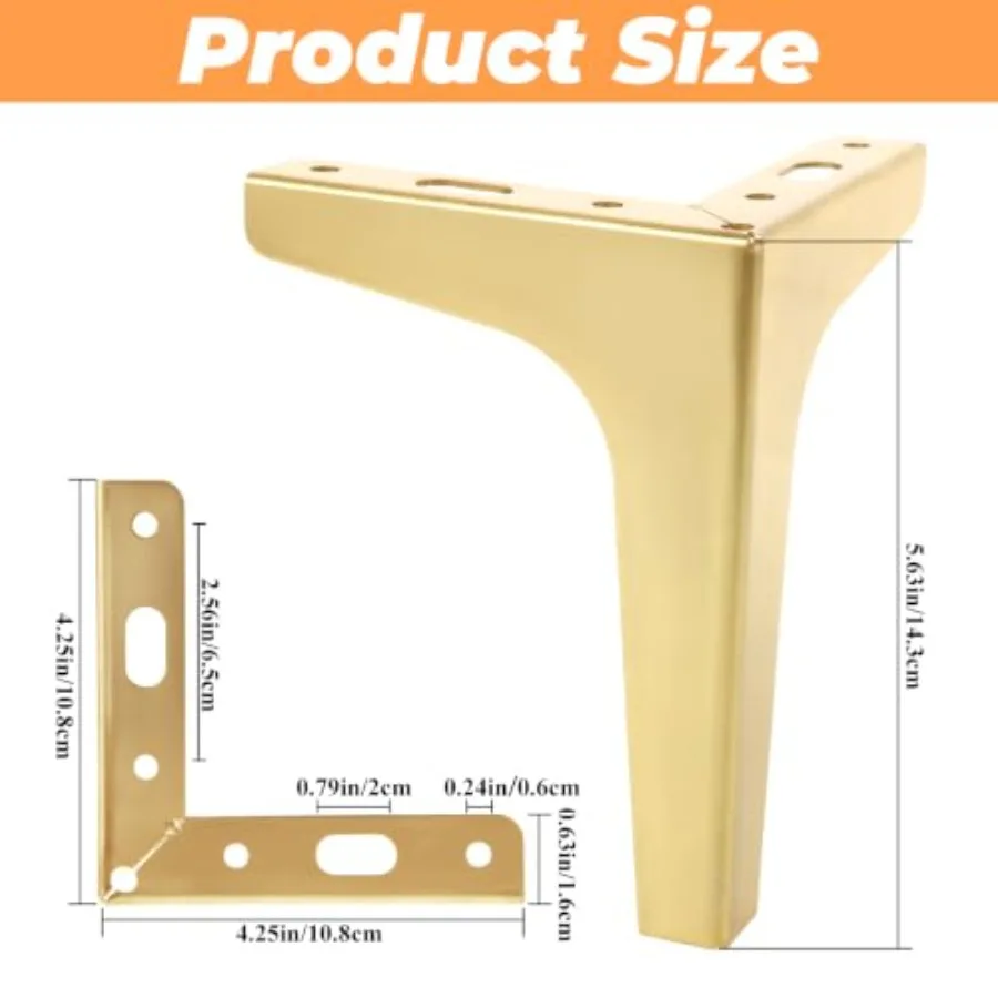 12 Pieces Metal Furniture Legs 6 inch, Triangle Couch Legs, Modern Style Sofa Legs for Cabinet, Cupboard, Sofa, Couch, Chair