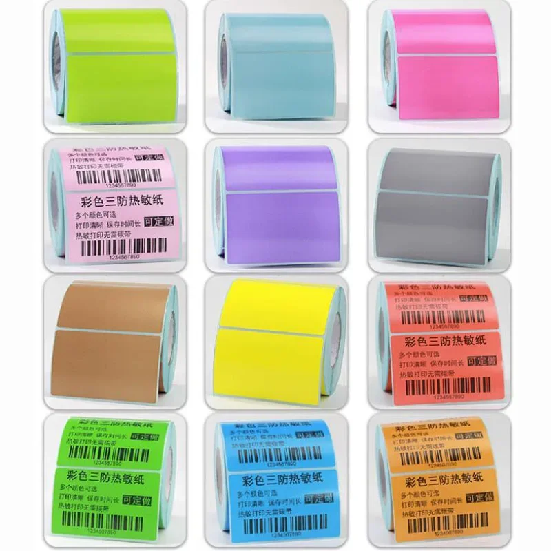 1 Roll 1 Color Thermal Sticker 40*30 20 50 60 70 80 100 Label Barcode Printer Adhesive Paper