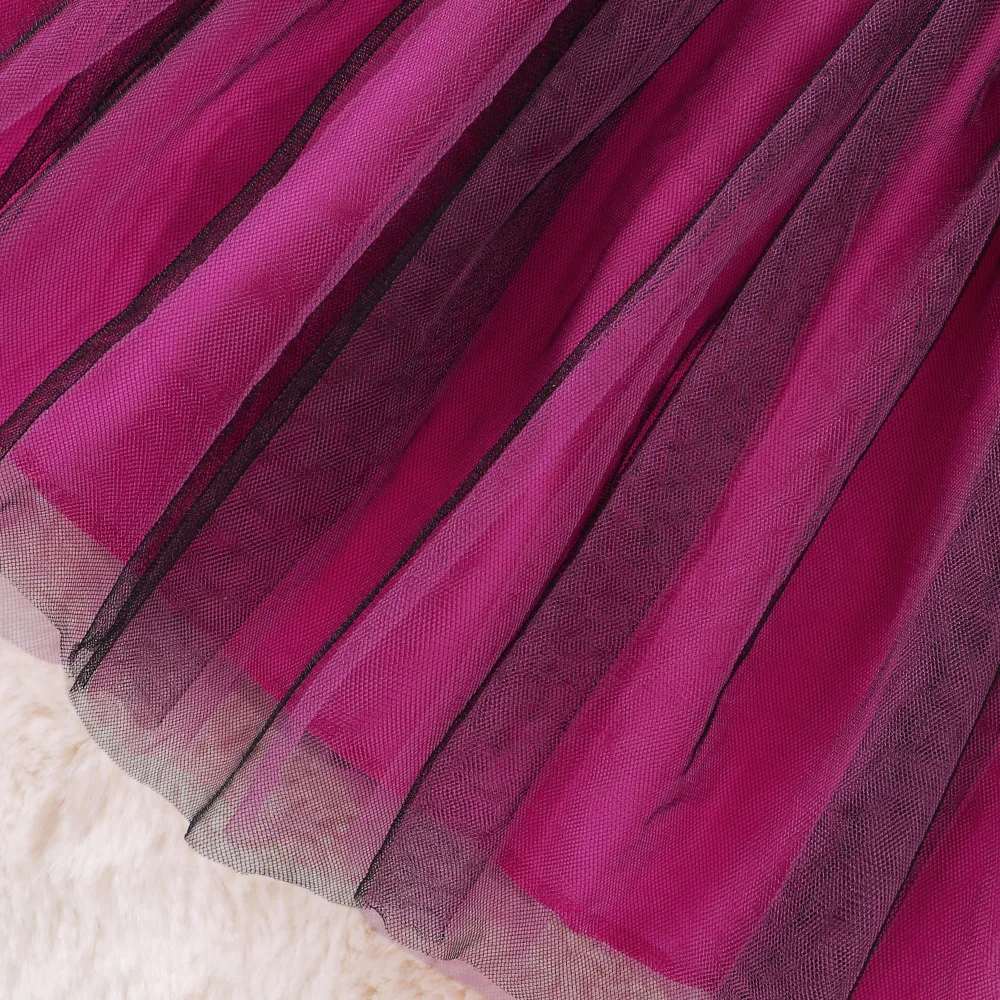 2026 Mädchen-Halloween-Kleid Herbst-Winter-Outfits Gestricktes Rundhals-Langarmkleid mit Rüschen für Partys und Versammlungen Kinderkostüm – Detail 9
