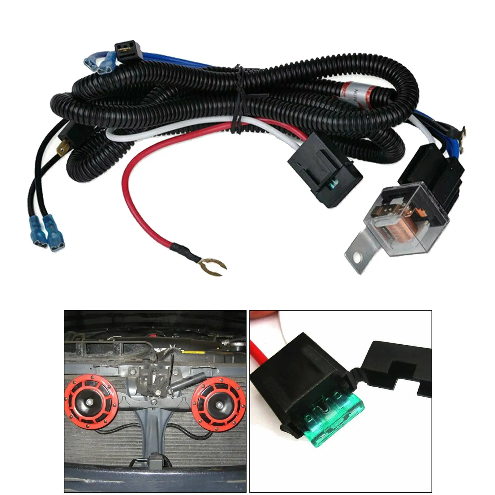 Horn Wiring Harness Relay Kit for Car Grille Assembly, Copper Wire