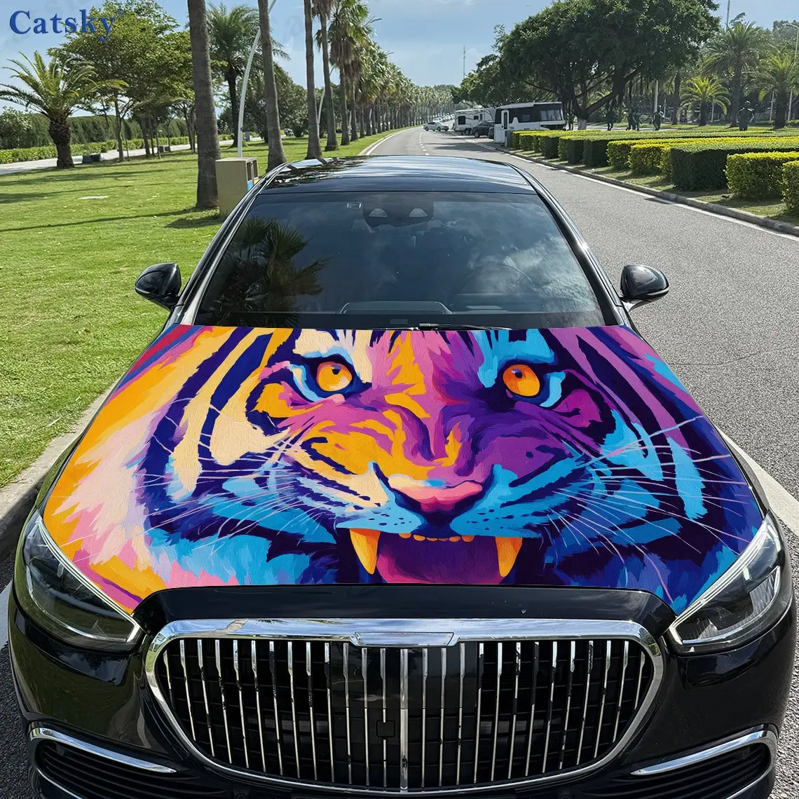 

Модные крутые стильные красочные тигровые ревные ПВХ автомобильные виниловые обертывания, самоклеящаяся водонепроницаемая наклейка на капот автомобиля, украшение автомобиля Pro