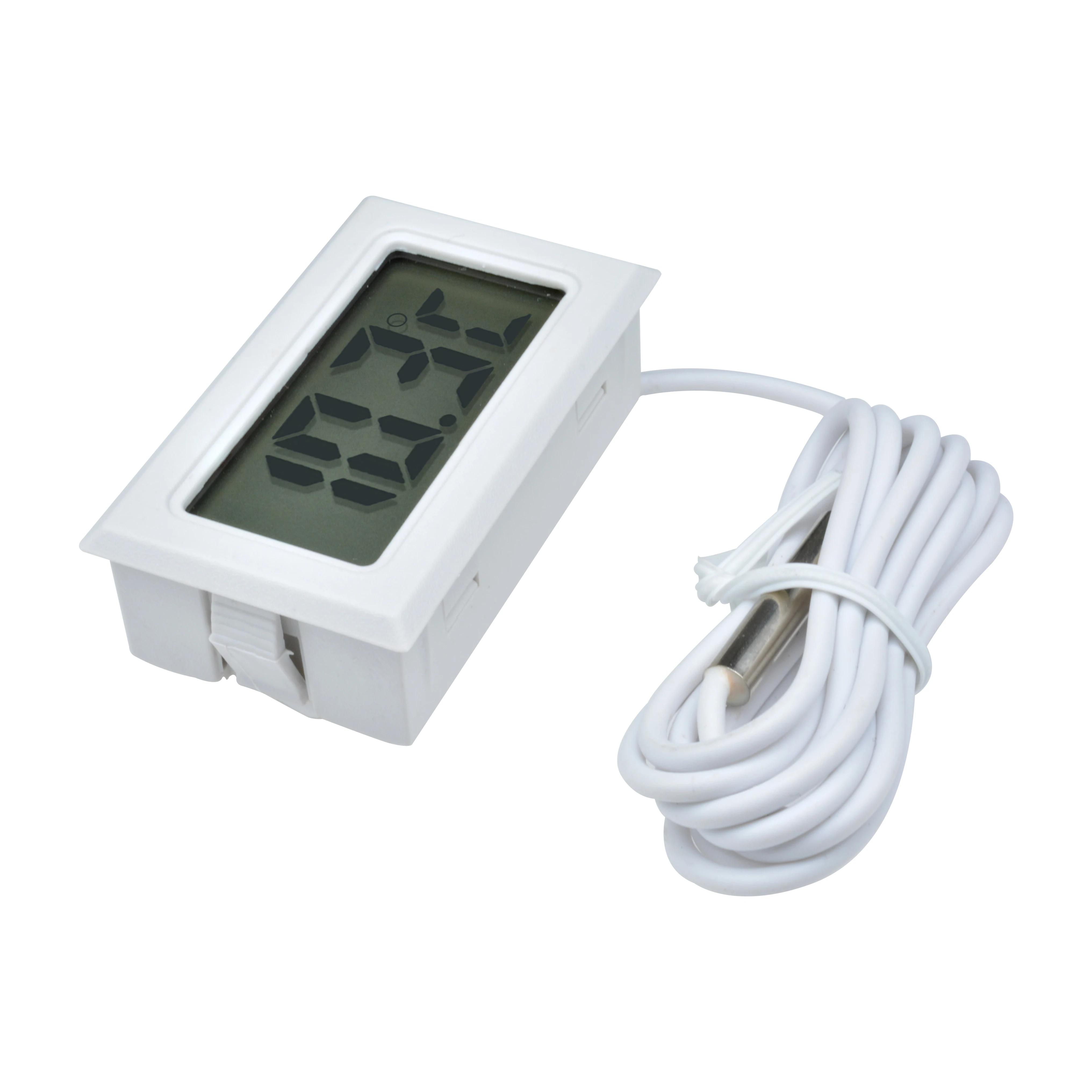 FY-10 Embedded Electronic Digital Display Thermometer LED Digital Electronic Refrigerator Thermometer White with External Probe