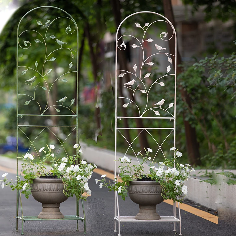 

Balcony flower stand wrought iron outdoor rose clematis climbing bracket courtyard garden flower pot frame shelf climbing vine f