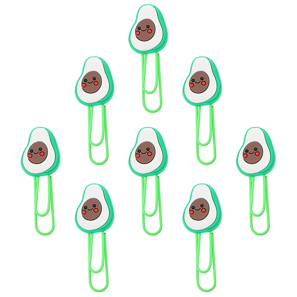 

8pcs Avocado Shaped Paper Cute Fruit Bookmark Office Supplies Small Document For Study Decorative Creative