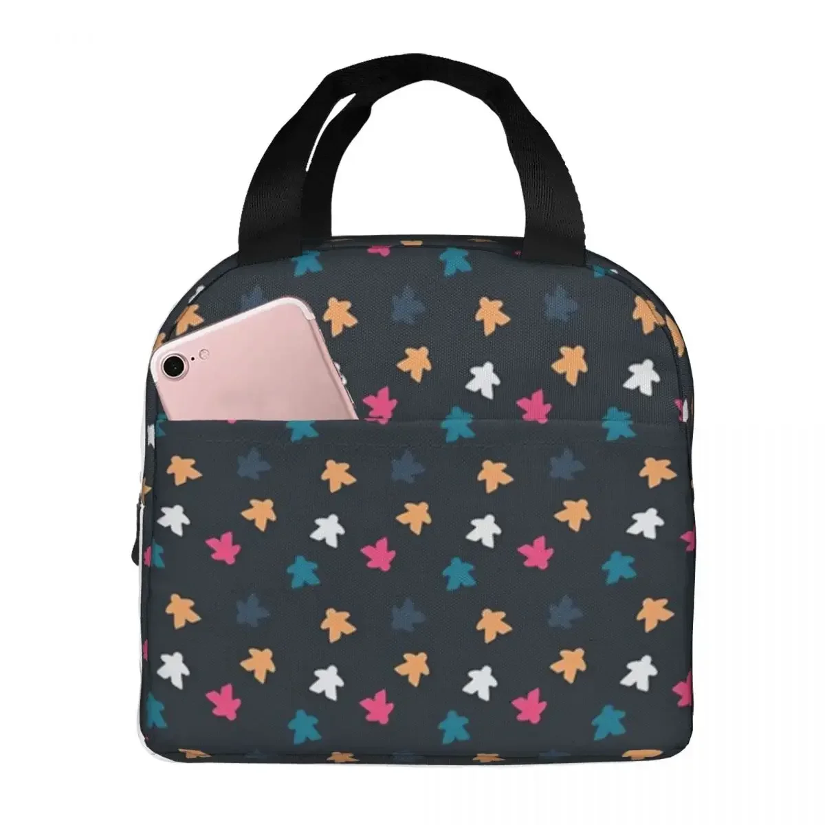 Dark Meeple Pattern Insulated Lunch Bags Waterproof Picnic Bags Thermal Cooler Lunch Box Lunch Tote for Woman Work Children