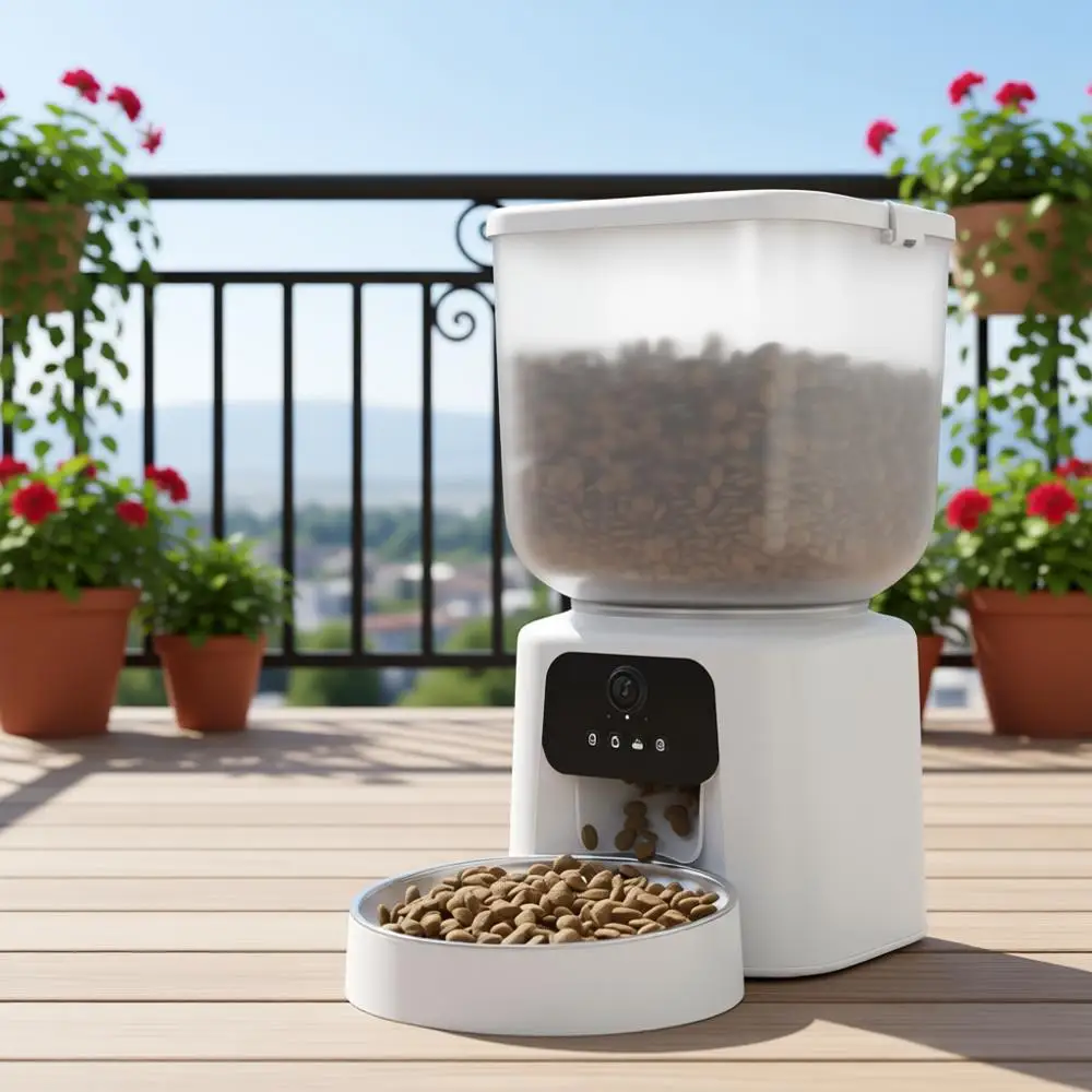 

Автоматическая кормушка для животных с камерой, дозатор корма на 5 л с таймером, двусторонняя аудиосвязь и управление через приложение, пакет с осушителем