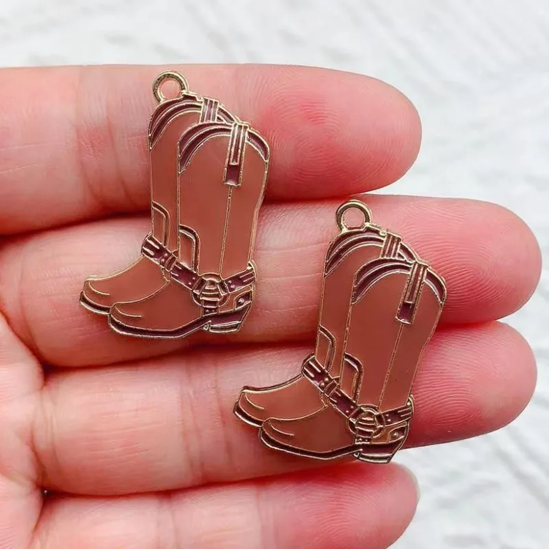 10pcs Cowboy Boot Hat Gun Scarf Cow Charm for Jewelry Making Enamel Necklace Earring Pendant Diy Accessories Gold Plated