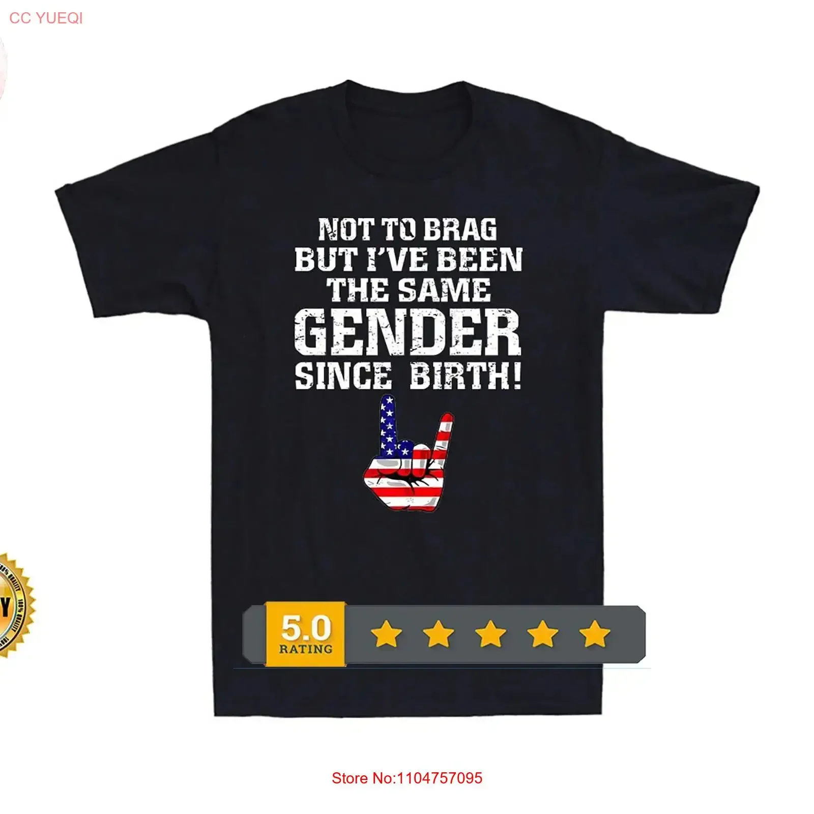 Not To Brag But I've Been The Same Gender Since Birth US Flag Hand Men's T Shirt vintage Washed streetwear Comfortable Slightly
