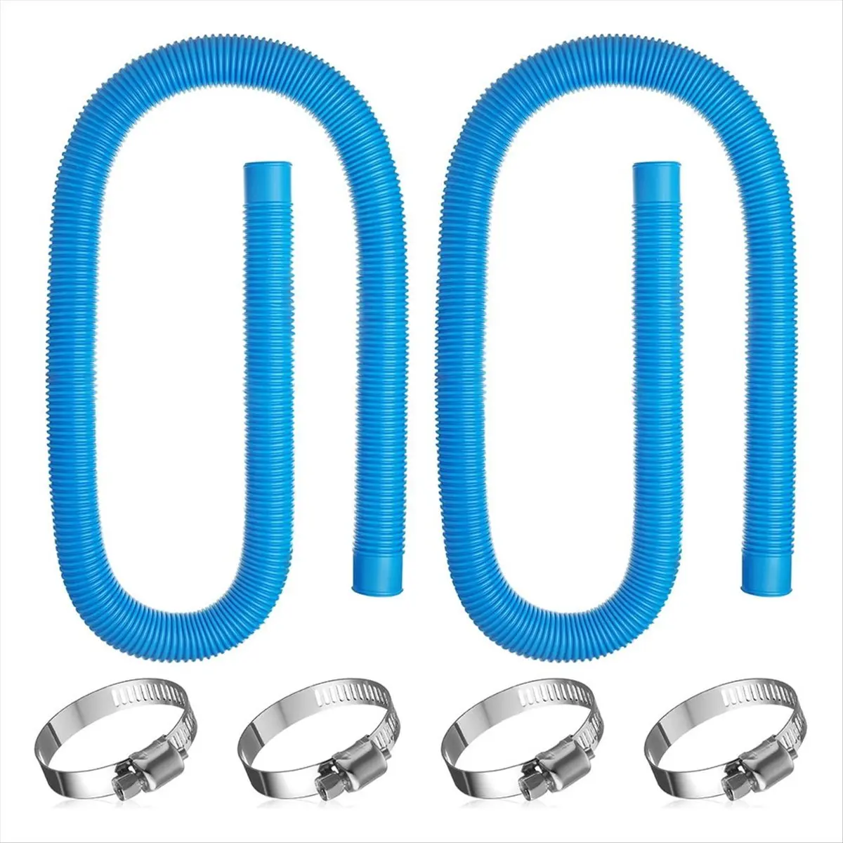 T34C 2 Pack Pool Hoses for Above Ground Pools, 1.5In Diameter 59In Long Filter Pump Hose Compatible with Pump Model 607, 637