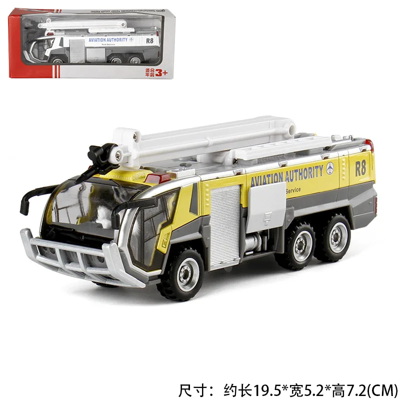 1/32 مقياس محاكاة المطار سيارة مطافئ نموذج الصوت والضوء عجلة الخلفية ث سحب الظهر مناسبة لجمع الاطفال لعبة هدية