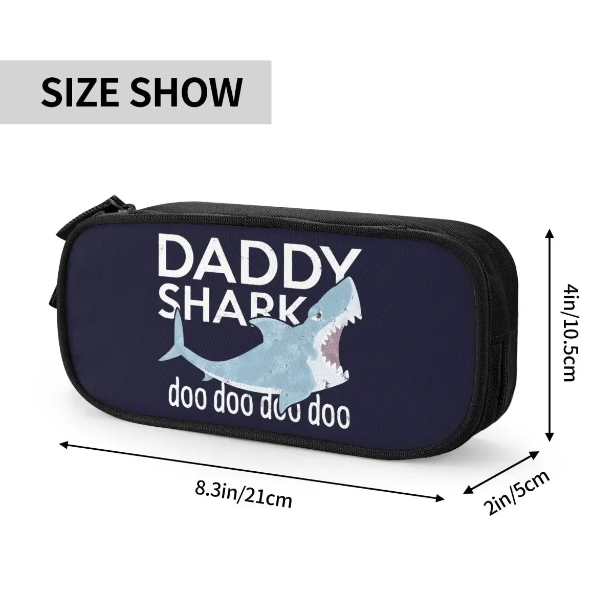 Vintage Daddy Shark Doo Doo Pencil Case Happy Fathers Day Gifts Pen Holder Bag Student Big School Supplies Cosmetic Pencil Pouch