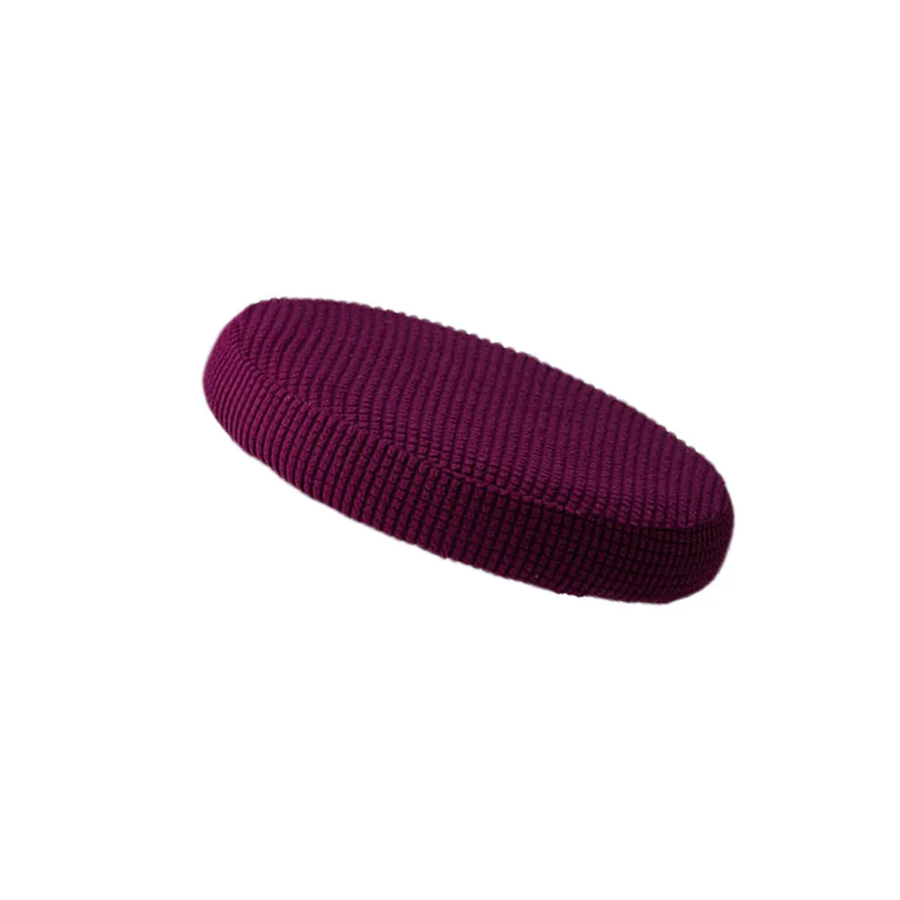 Round Elastic Chair Cover Protective Stretchy Seat Case Dark Purple 30-38Cm Diameter Removable for Bar Stool Hotel Party Office