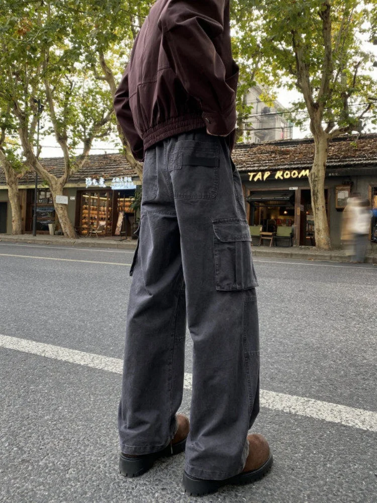 

Мужские брюки-карго American High Street Sle, весенне-осенние, свободные, широкие, прямого кроя, повседневные, с множеством карманов, рабочая одежда