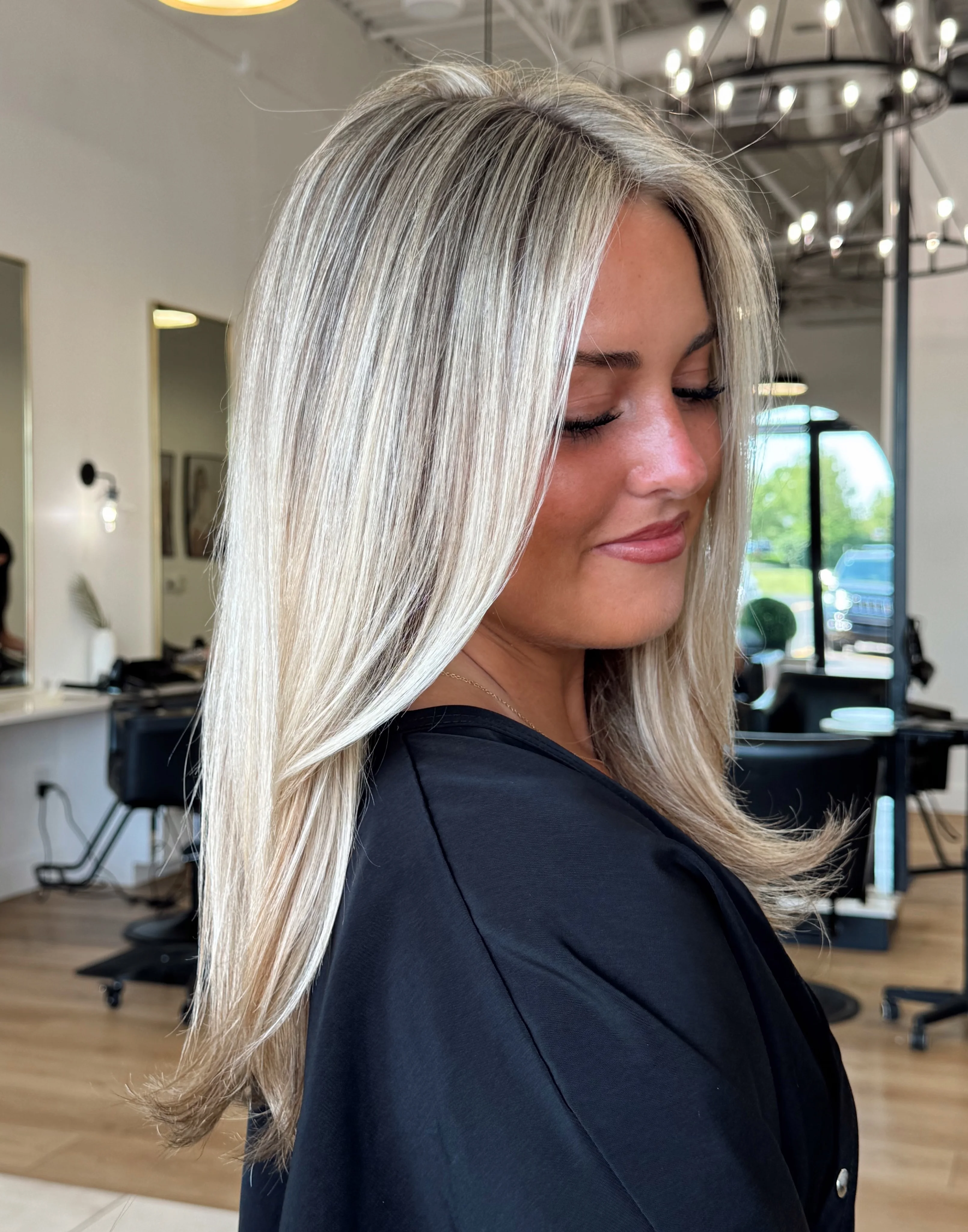Ash Platinum Blonde Balayage Wig 13x4 Lace Front Long Straight Synthetic Fiber Wig with Natural Highlights New Collection