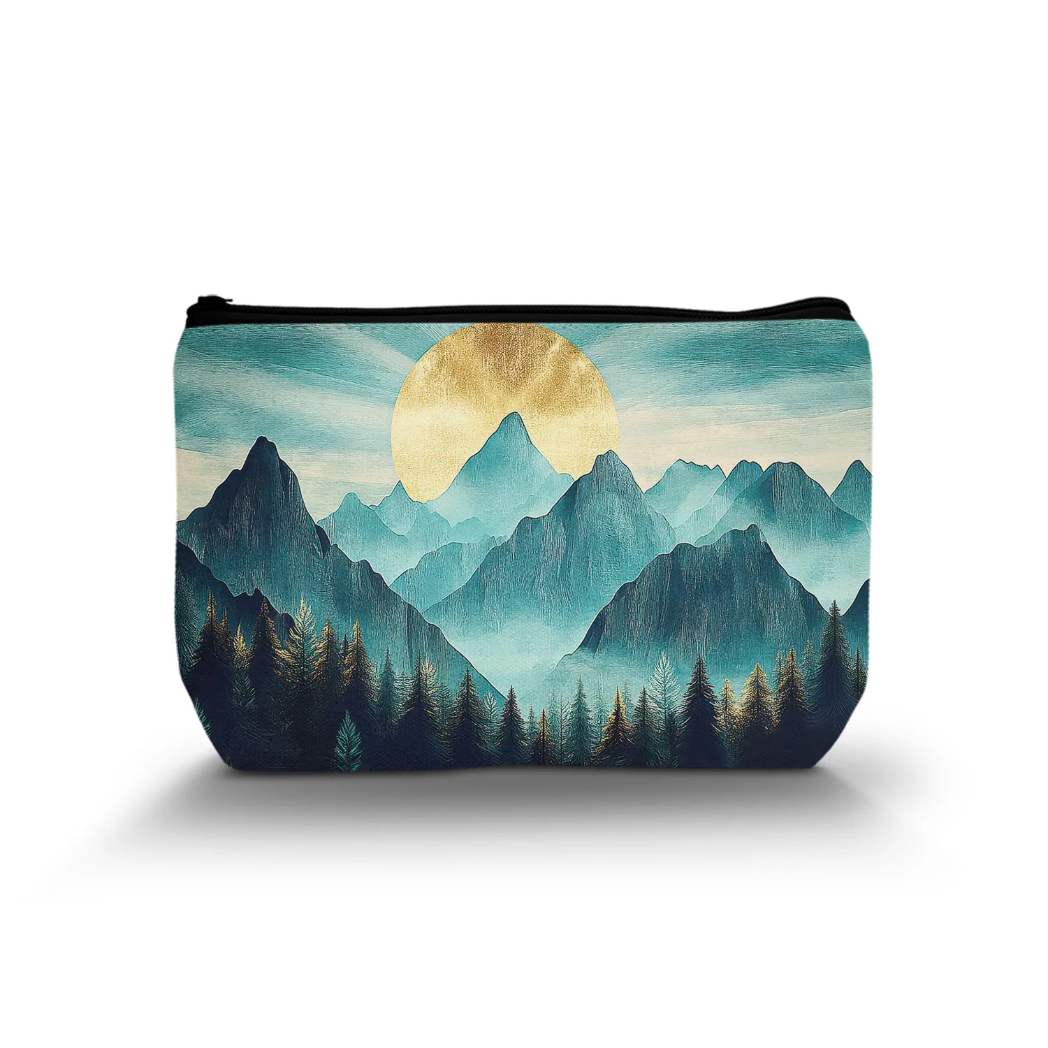 1Pc Mountain Sunshine Funny Birthday Gifts Minimalist Style Makeup Storage Bag For Teen Women Durable Sturdy 8.66X5.51Inch