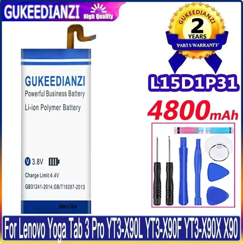 

For Lenovo Yoga Tab 3 Pro YT3-X90L YT3-X90F YT3-X90X X90 Stable 4800mAh Tablet Battery L15D1P31