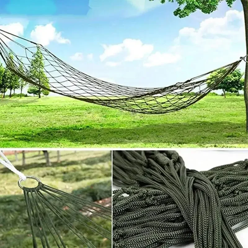 

2025 Portable Outdoor Sport Hammock, Camping Hammock Mesh Net for Garden Beach Yard Travel Swing Hanging Bed