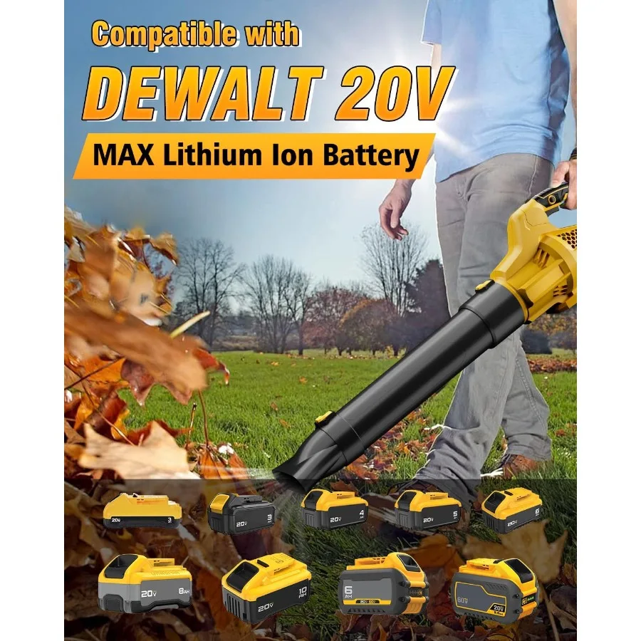 منفاخ أوراق شجر لاسلكي متوافق مع بطارية 20 فولت ماكس 500CFM عالية الطاقة و6 مستويات سرعة قابلة للتعديل للعناية بالعشب الفعالة Y