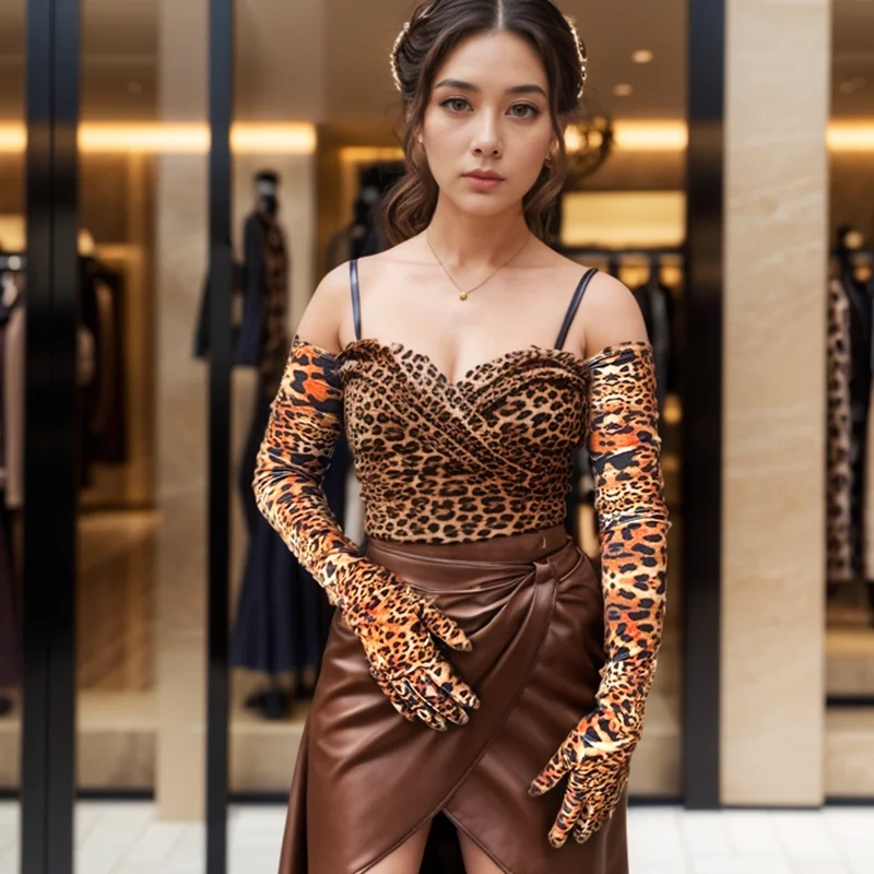 Sexy Grace Zebra Leopard Print Velvet Fashion guanti lunghi donna Warm Club Party Prom Show Dancing Dress Dinner guanto Cosplay