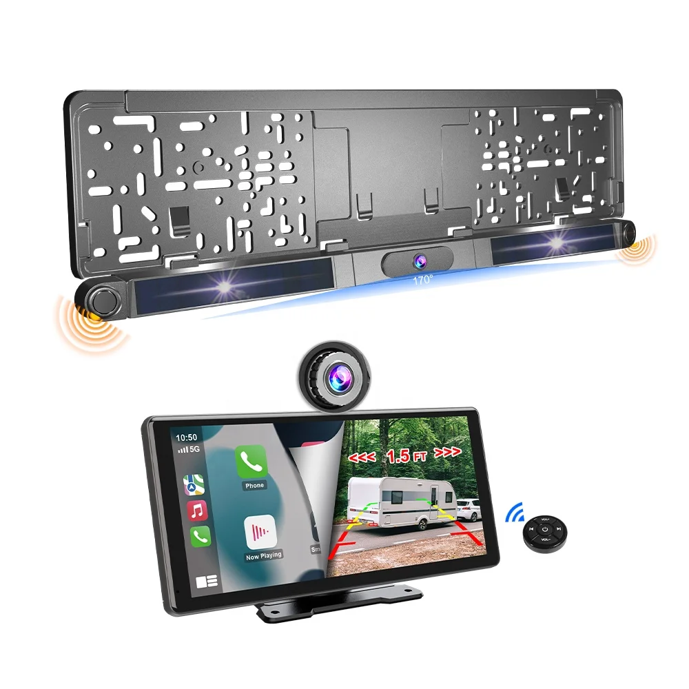 

4K 10.36" Portable Navigation Wireless Carplay Android Auto Dashcam With Solar Camera Car Reversing Aid For RV, Trailer, Truck