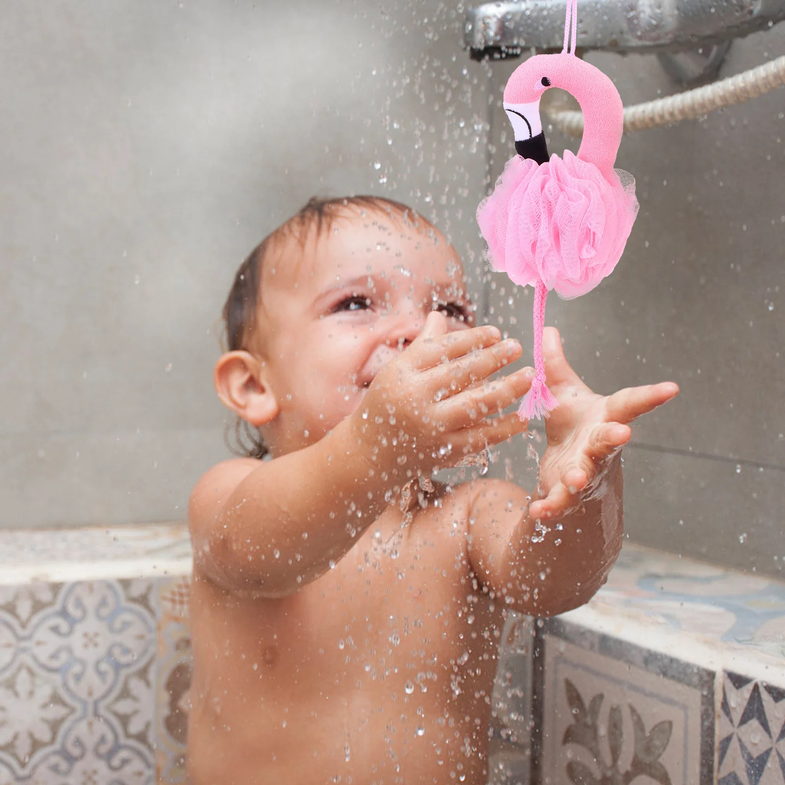 

3pcs Flamingo Bath Balls Kids Bath Sponges Gentle Skin Massage Softening Shower Bathroom Travel Set Pe Pouf For Children Home