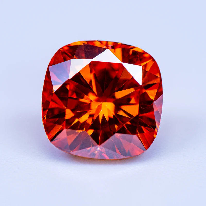 Pierre de Moissanite Orange pour Femmes, Coupe Coussin, Diamant de Croissance en Laboratoire, Bague DIY, Collier, Boucles d'Oreilles, Matériaux principaux avec Certificat GRA