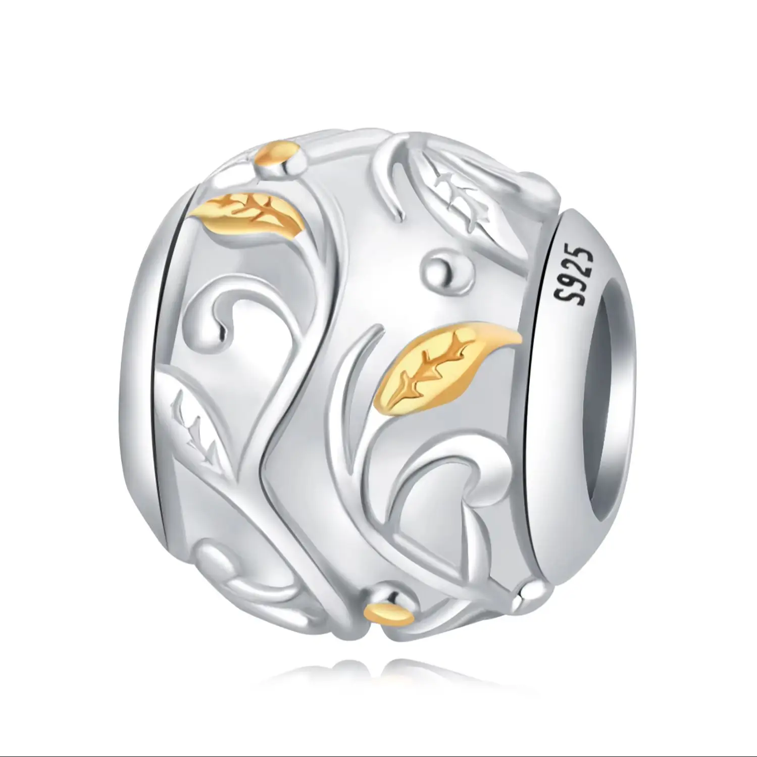 

Бусины из стерлингового серебра 925 пробы, оригинальные бусины в виде листьев глицинии, подходят для браслета, ювелирные изделия, сделай сам, женский прекрасный подарок, аксессуар