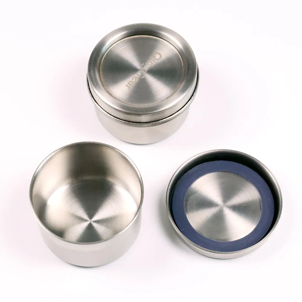 304 Stainless Steel Sauce Salad Cup Metal Bowl Mini 50ml Round Dipping Condiment Box Container with Lip for Home Outdoor Camping