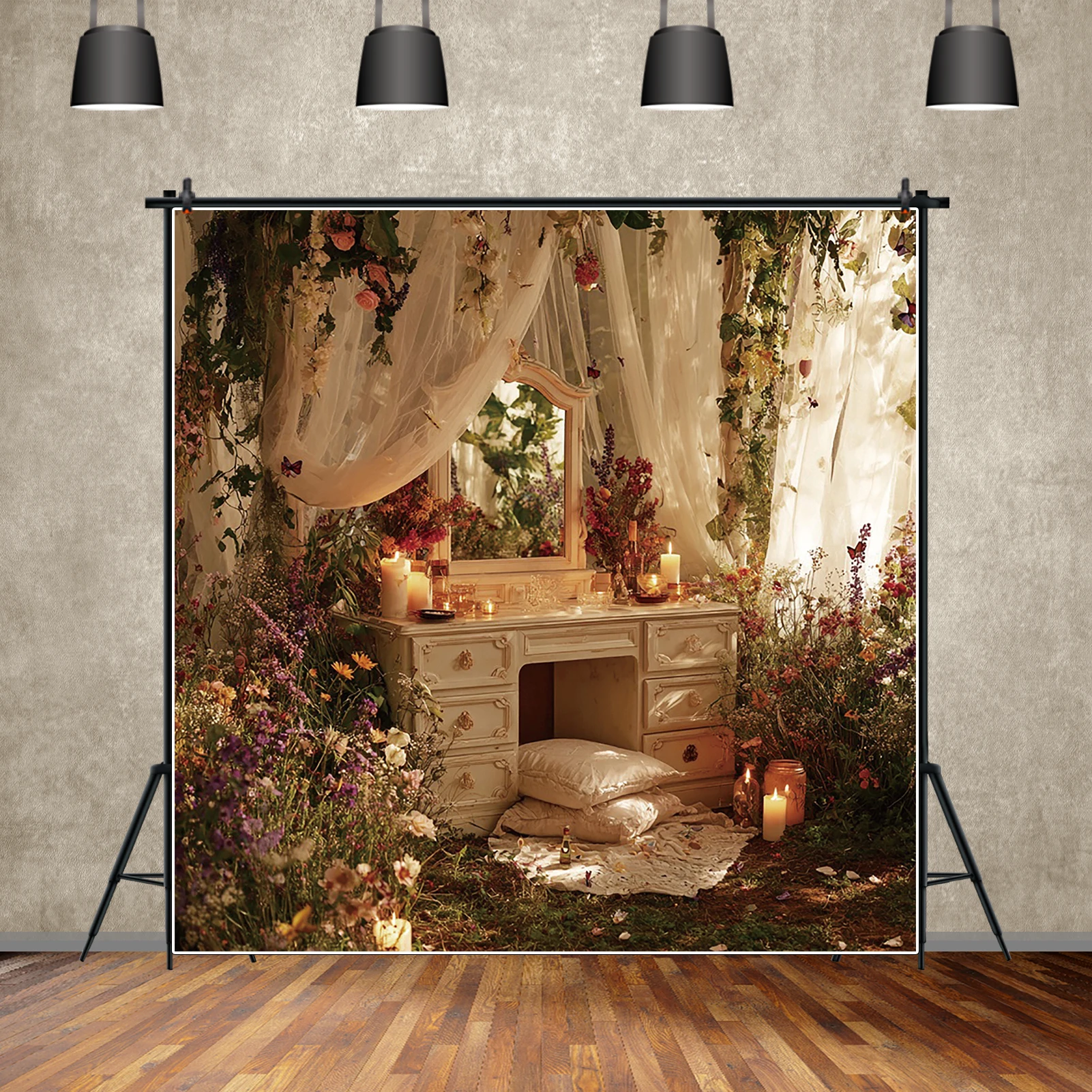 MOON.QG Bed Room Backgrounds For Photography Painting Greenery Fairy Garden Backdrop Accessories Party Decor Portrait Photozone