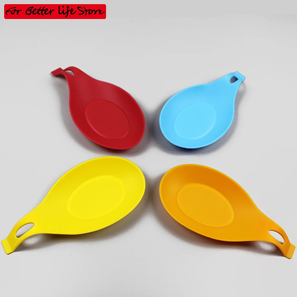 

1PC soft silicone spoon insulation mat silicone heat-resistant meal mat tray spoon mat table mat beverage cup mat spoon holder