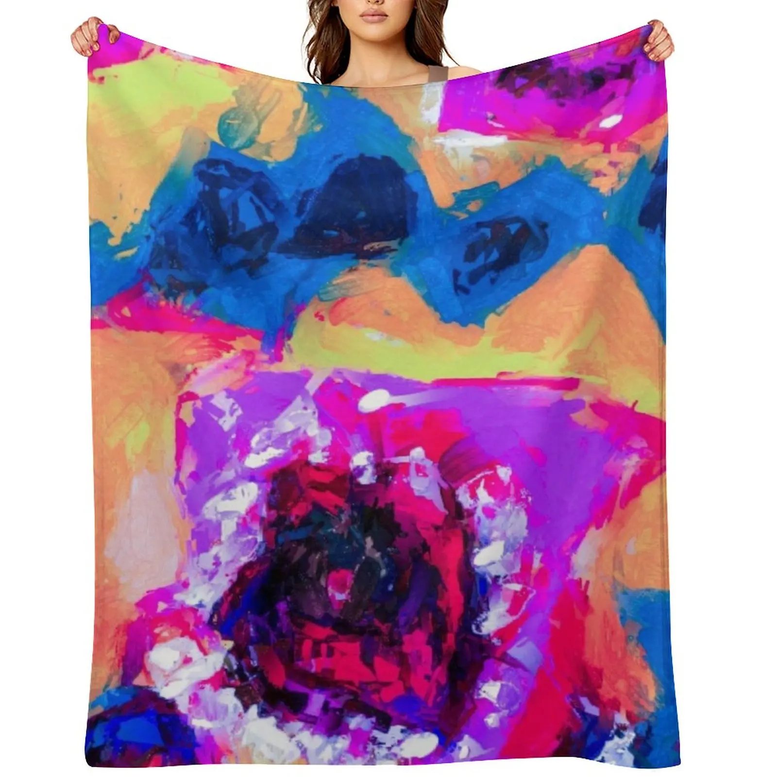 

Blue Field of Red Flowers Throw Blanket funny gift Baby Soft Big Sofa Quilt Blankets