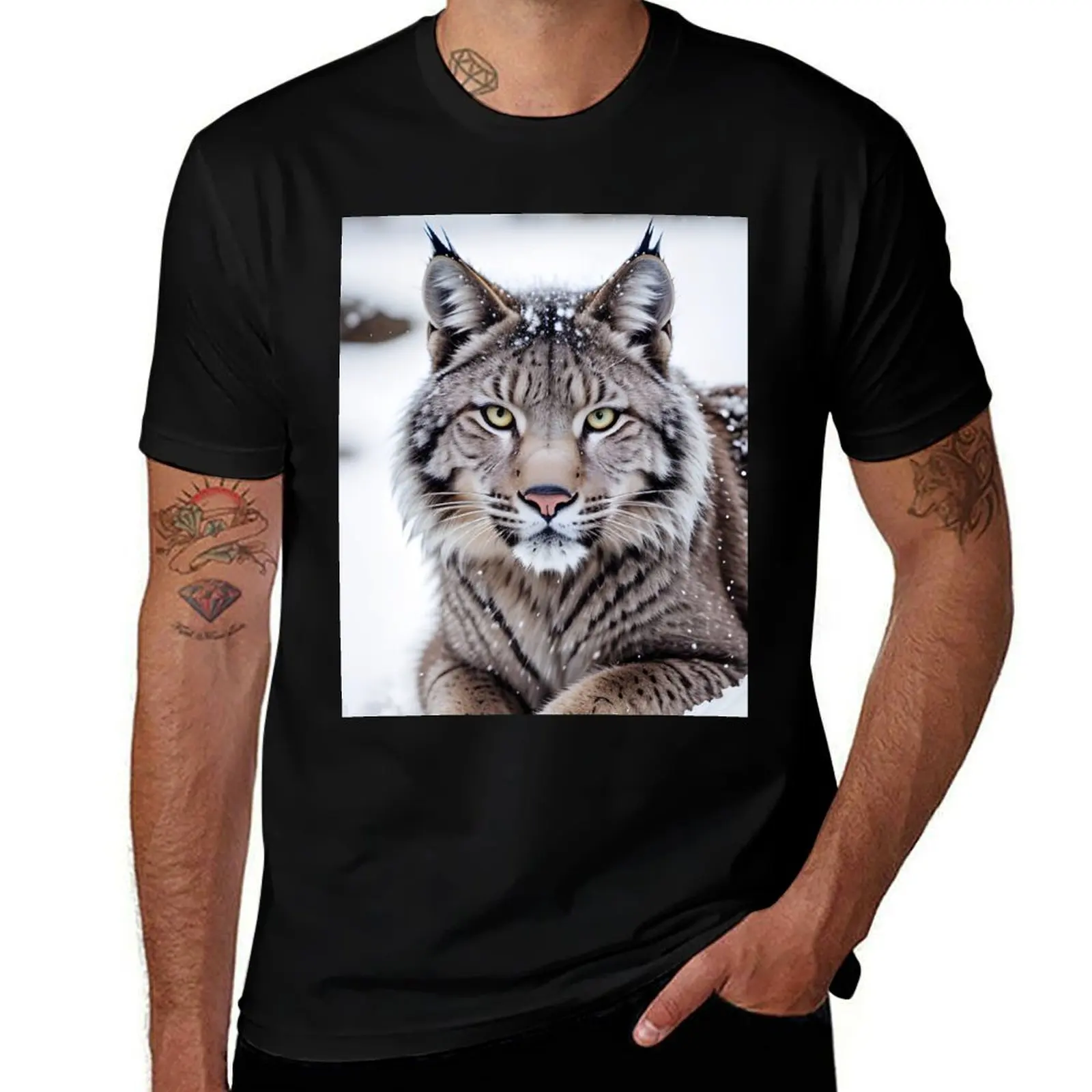 Preciosa camiseta Winter Lynx, camisetas para hombre, camisetas informales para hombre, camiseta de marca de lujo de alta calidad, camiseta de diseñador para hombre
