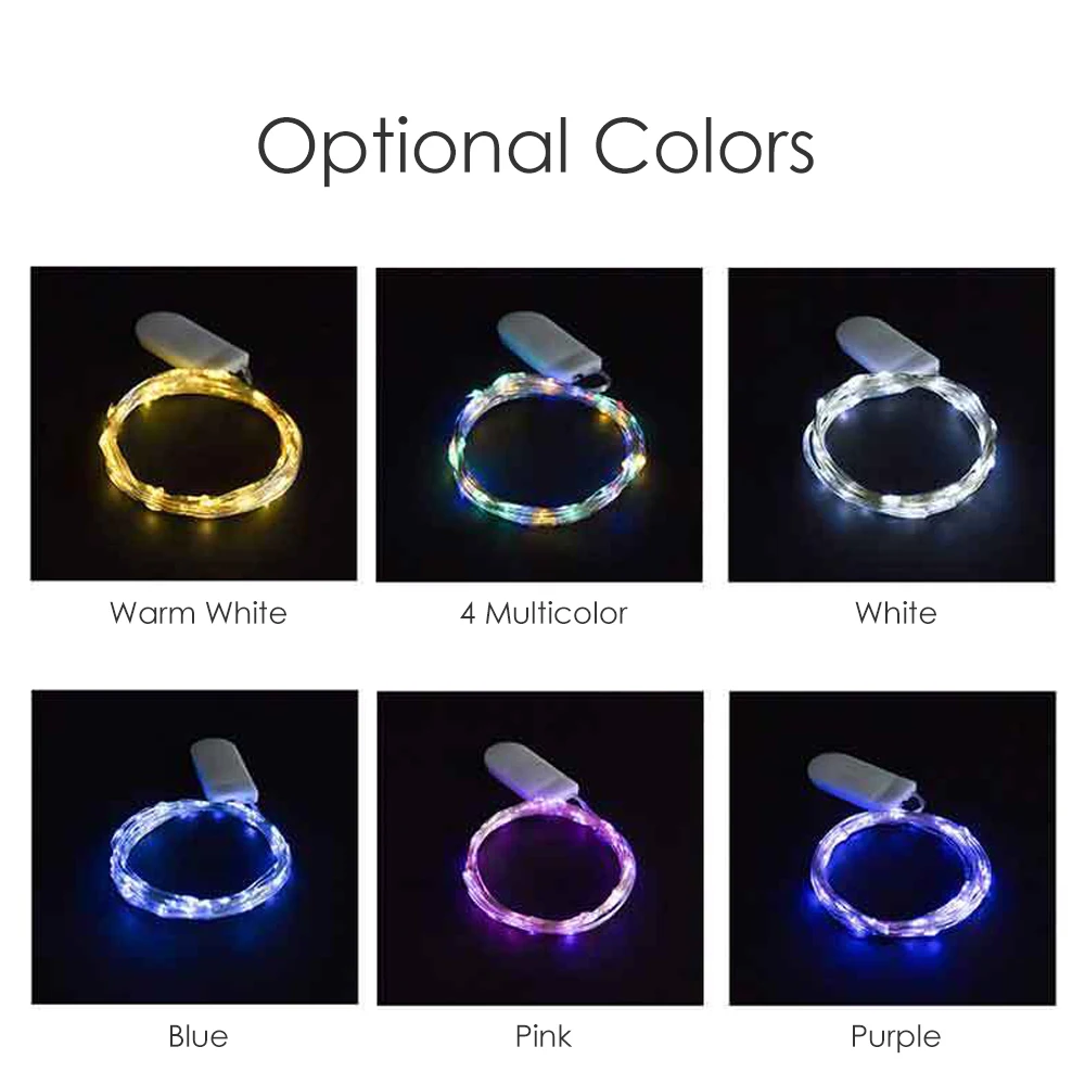 المصابيح سلسلة ضوء الأسلاك النحاسية أضواء عيد الميلاد الجنية بطارية تعمل للداخلية في الهواء الطلق عطلة عيد الميلاد حديقة حفلة هدية #3