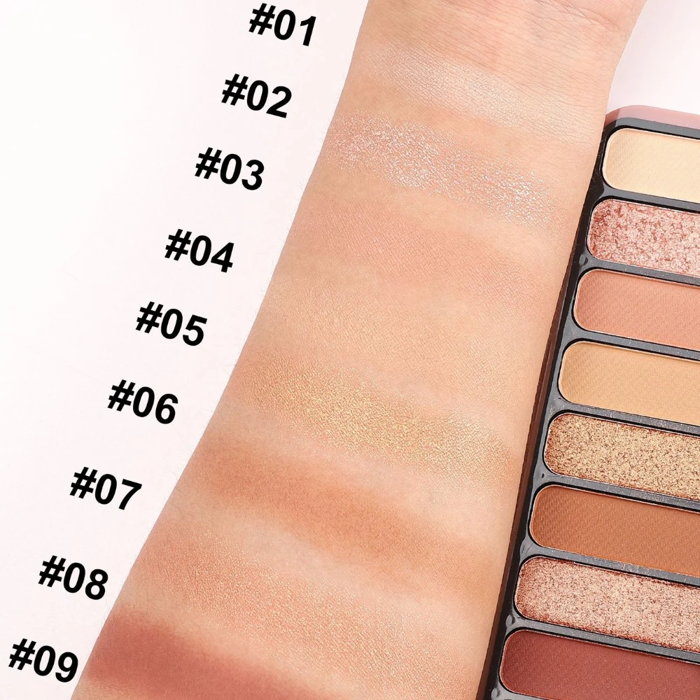 Palette de fards à paupières à paillettes fines, 9 couleurs, mat et nacrées, imperméable et Durable, ton terre, facile à appliquer pour le maquillage quotidien/fête