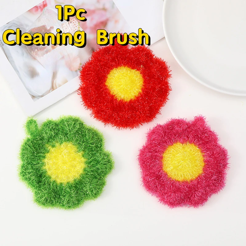 Multifunctional Cleaning Brush Dishwashing Sponge Scouring Pad Kitchen Pot and Bowl Brush Kitchen Cleaning Gadget Random Color