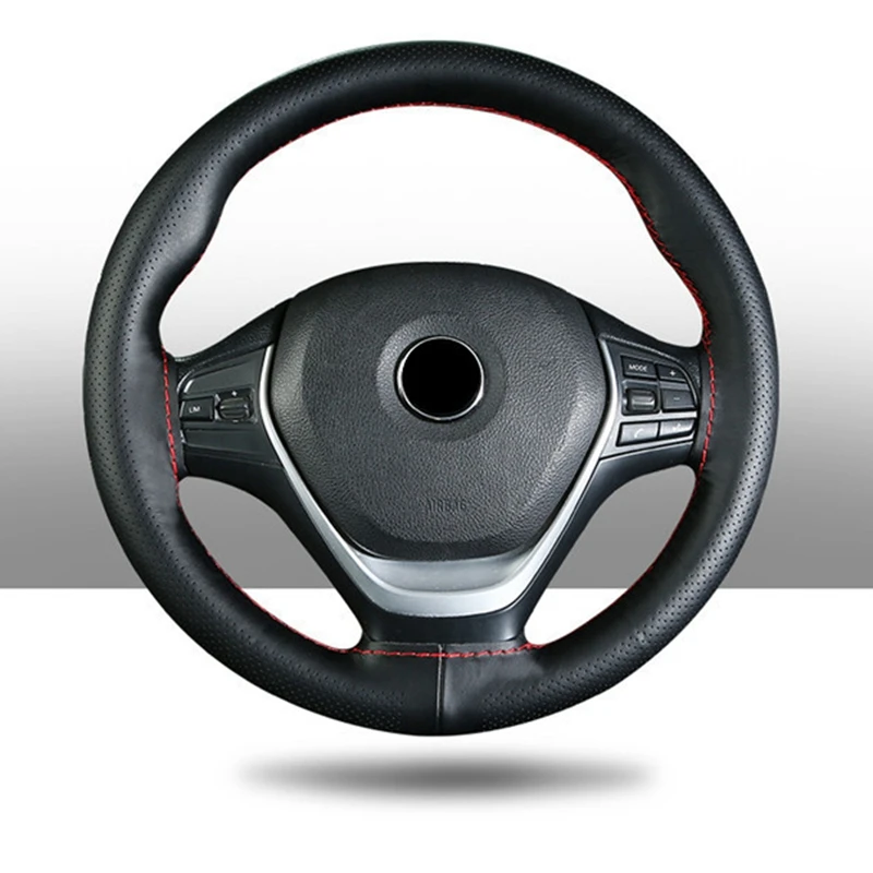 Diameter 37-38cm Car Accessories Hand Sewing Microfiber Leather Car Steering Wheel Braid Cover For With Needles And Thread