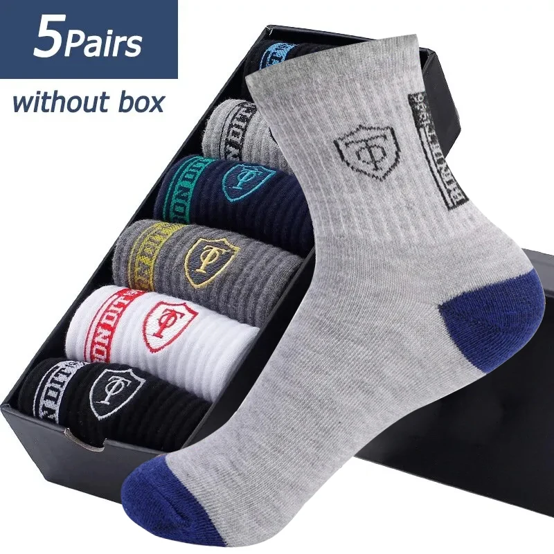 1 or 5 PairsMen's Sports Socks Summer Casual Sweat Absorbent Comfortable Thin Breathable Middle Tube Basketball Socks