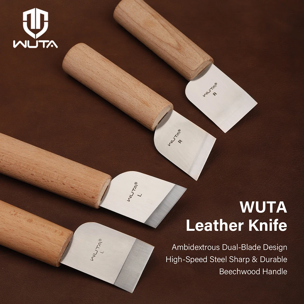 WUTA Professional Leather Craft Cutting Knife DIY Craft Knife Sharping Skiving Tool High Speed Steel Blade Right/Left Handed