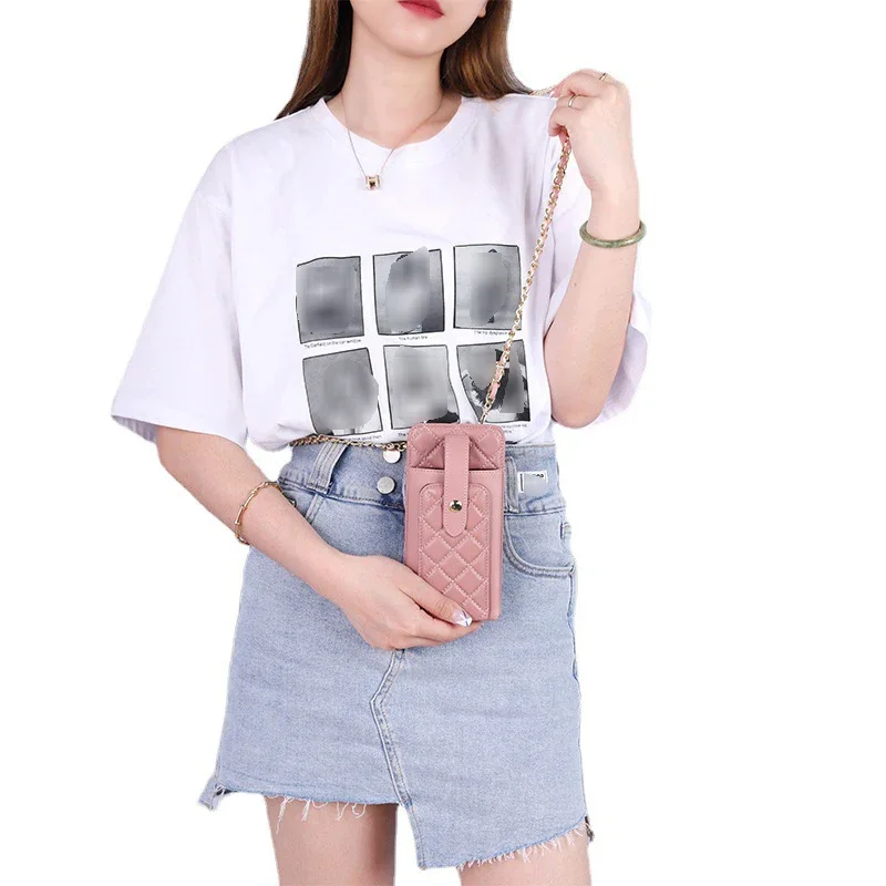 

Sheepskin Mobile phone Bag Crossbody Lady Shoulder Bag Real Genuine Leather Chain Mini Handbag Women's Crossbody Bag For Summer