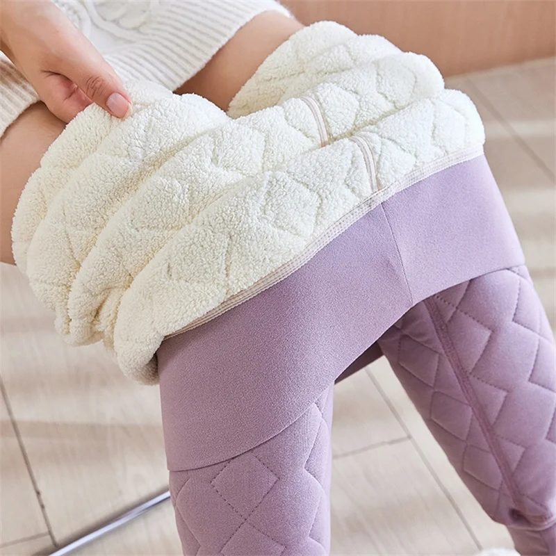 Winter Thick Warm Plush Pants Women High Waist Fleece Lined Thermal Tights Leggings Velvet Skinny