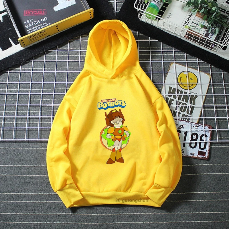 New Boys Hoodie Animation Transformers: BotBots Cartoon Print Children's Winter Long Sleeve Sweatshirt Cute Baby Hoodie Coat