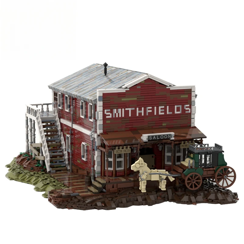 

Red Dead Redemptioned Valentine Saloon 7161pcs Building Blocks House Scene Toy Eco Bag Packaging Holiday Gift Collection