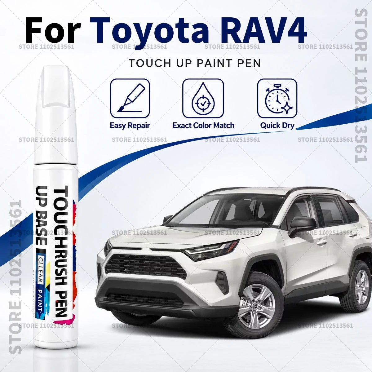 For Toyota RAV4 White Car Paint Touch Up Pen Scratch Repair Remover Auto Body Repair Marker Waterproof Car Paint Repair Tool