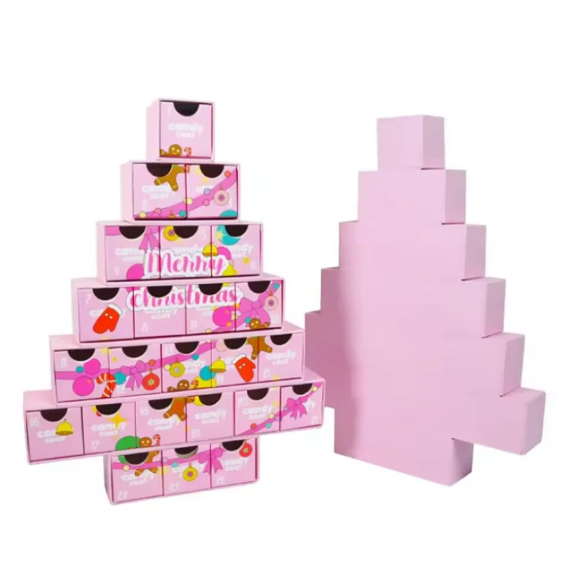 

2025customized.Factory Direct Pink Advent Calendar Blind Paper Box