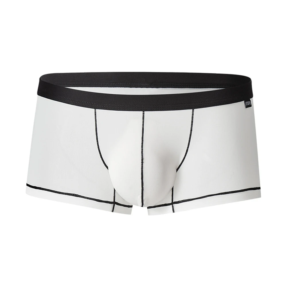 New Mens Sexy Thin Ice Silk Trunks Underpants Pouch Enhancing Low Waist Sweat Breathable Shorts U Convex Bag Men'ss