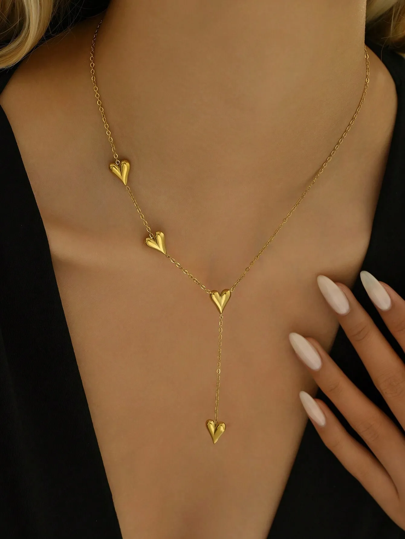 LIEBEIRIS 1pc Minimalist 18k Gold Plated 3D Heart Shape Stainless Steel Necklace Valentines,Mom,Mother,Mother's Day,Gift