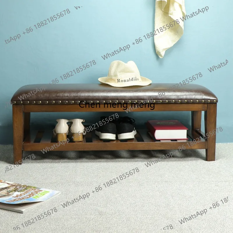 Enter the door to change shoes, stool cabinet to wear shoes, storage stool log household, solid wood