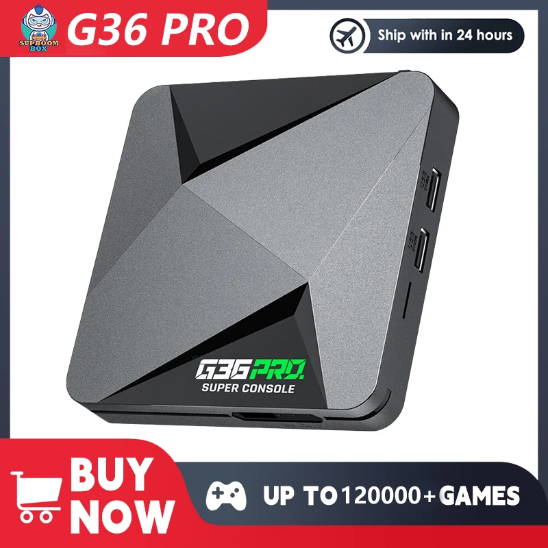 

Super Console G36 Pro Game Box with Gamepad Android TV 9.0 EmuELEC System Built-in 120,000 Retro Games for FC/PSP/PS1 Kid Gift