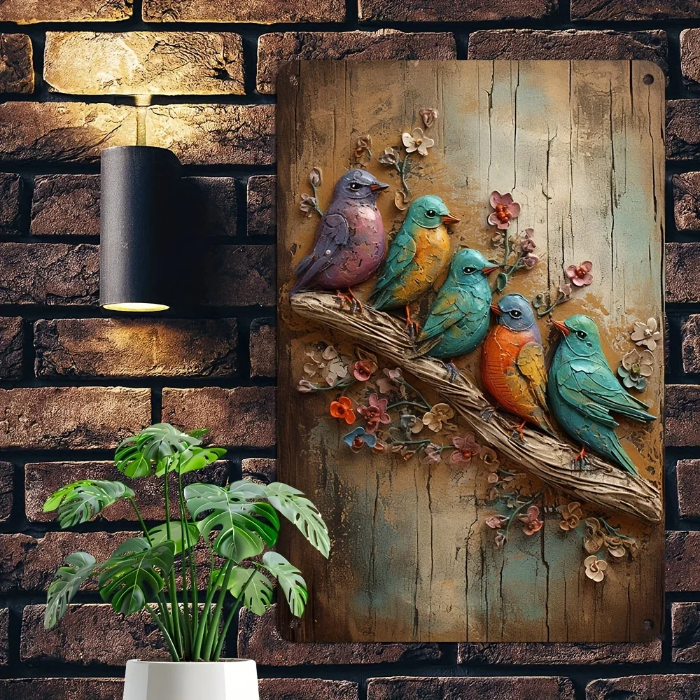 Art mural d'oiseau en fer de style vintage, enseigne en métal, décoration murale pour la maison, bar, café, poète, 8x12 po, 1PC