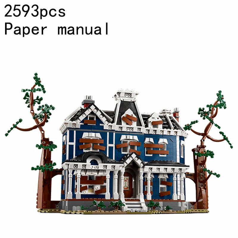2593 Teile Raumdekoration Architekturmodell Blaues Haus Konstruktions-Baustein-Set für Erwachsene Geburtstags- und Weihnachtsgeschenke